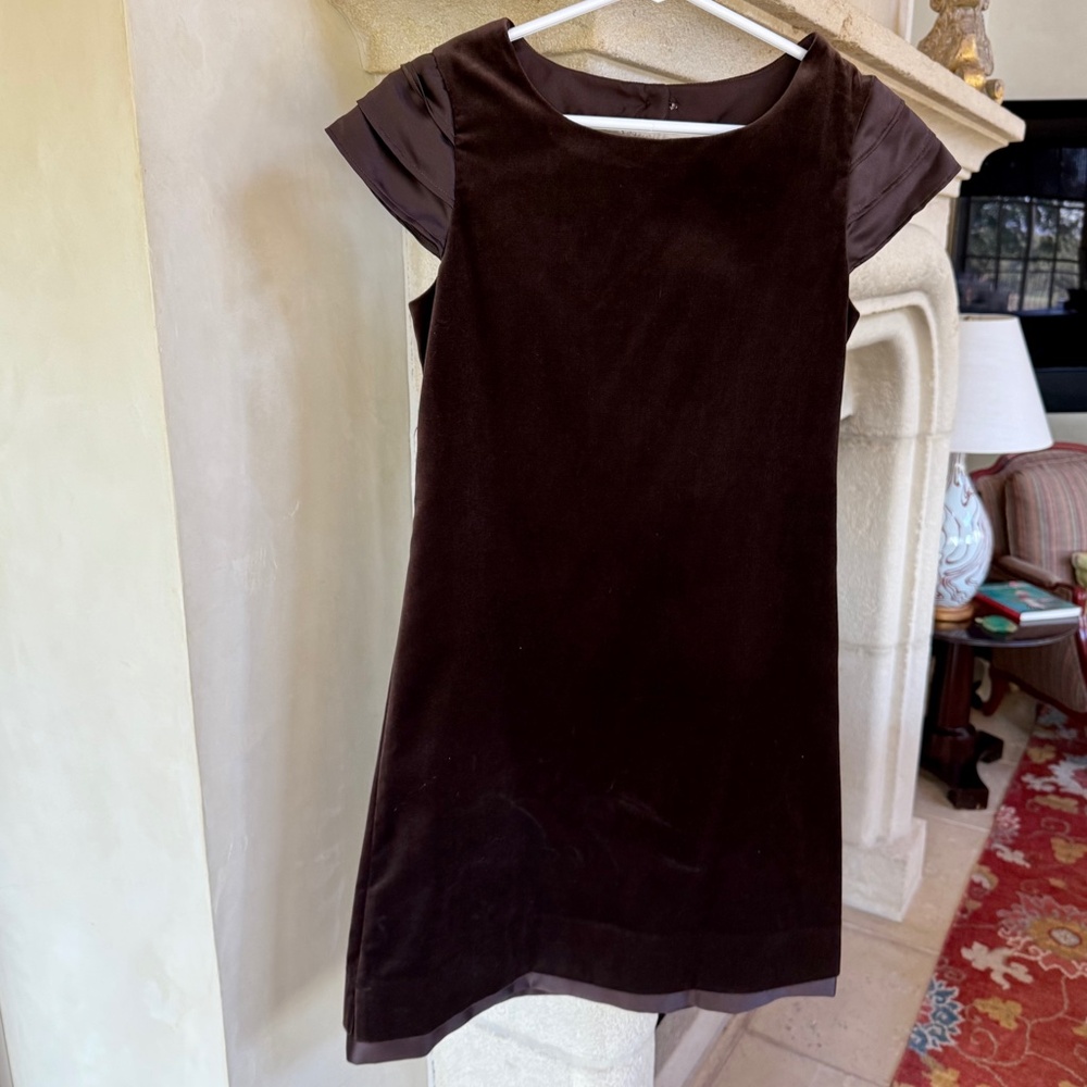 NWT - Florence Eiseman Brown Velvet Dress w/Tiered Sleeves - Girls 16